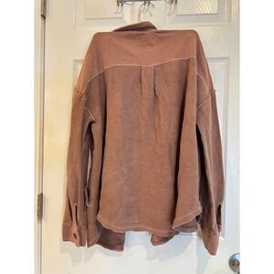 Thread and Supply Womens Corduroy Button Down Shirt Jacket Medium Rose